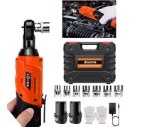 DICN 3/8" Cordless Electric Ratchet Wrench,12V Power Ratchet Tool Kit 40NM with 2-Pack 1500mAh Batteries, Fast Charger, 7 Sockets - Orange