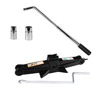 DICN Telescopic Wheel Brace Lug Nut Wrench 17/19/21/23mm + Scissor Jack Lift Black Wind Up 2 Ton/385mm for Car Breakdown Roadside Emergency UK Ship