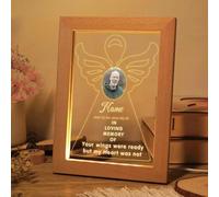 Dicodes Customized Memorial Gift Night Light Personalized Light Up Picture Frames Acrylic Led Plaque Lamp Sympathy Remembrance Gift(RWSK-Angel Wing)