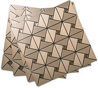 DICOFUN 3mm Square Self Adhesive Wall Tiles, Brushed Gold Metal Mixed Glass Diamonds Stick on Tile, Splashback Tile Stickers for Kitchen & Bathroom (10 Tiles)