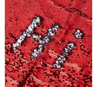 DICOSMETIC 1.094 Yards Sequin Fabric Glitter Fabric for Sewing Red to Silver Sequins 1.5m Wide Mermaid Sequin Fabrics Two Tone Sequins Fabrics for Sewing Wedding Party Dacoration