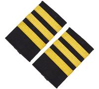 DICOSMETIC 1 Pair Professional Pilot Uniform Epaulets Airline Pilot Epaulet Polyester Epaulets with Three Gold Stripes 81x52x3.5mm Aviators Epaulet for Cosplay Performance