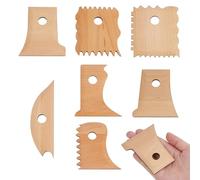 DICOSMETIC 1 Set Wood Pottery Rib Tool Pottery Trimming Tools Foot Shaper for Ceramics Wooden Clay Sculpting Tools for Ceramics Clay Carving and Shaping, 7Pcs
