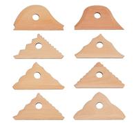 DICOSMETIC 1 Set Wood Pottery Trimming Tools Pottery Rib Tool Triangle Foot Shaper for Ceramics Wooden Clay Sculpting Tools for Ceramics Clay Carving and Shaping, 8Pcs