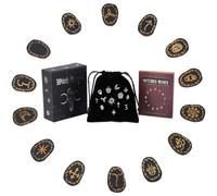 DICOSMETIC 1 Set Wooden Runes Bulk Wood Witch Rune Viking Rune Stone Black Handcrafted Runes with Storage Pouch and Guide Book for Beginners Divination and Meditation