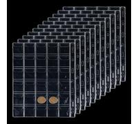 DICOSMETIC 1 Sets Coin Collection Binder Pages PVC Coin Pocket Pages Coin Sleeves Professional Coin Collection for Pennies Quarters Stamps Dollar Badge, 20.7x27.8cm