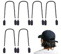 DICOSMETIC 10 Pcs Hat Windy Clips for Boating Windproof Cap Clips 29cm Hat Holder Strap Iron Clip Polyester Tether Hats Strap Clip for Wind Hiking Boating Golfing, Black
