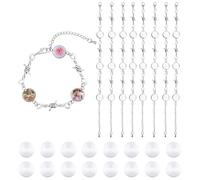 DICOSMETIC 10 Sets Bracelet Bezel Settings DIY Blank Bracelet Making Kit 12mm Stainless Steel Tray Bracelet Blanks Base Bangle Cabochon Trays with Thorns Bracelet Chain for DIY Jewelry Making