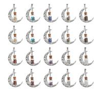 DICOSMETIC 10 Styles 20Pcs Crescent Moon Pendant with Crystal Wishing Bottle Crystal Celestial Pendants with Jewelry Clasps Chip Stone Filling Pendants for DIY Jewelry Crafts