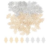 DICOSMETIC 100pcs 2 Colors Brass Hamsa Hand Charm Fátima Symbol Pendant Jewish Hand Pendant for DIY Jewelry Necklace Bracelet Making, Hole: 1mm