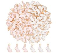 DICOSMETIC 100Pcs 2 Colors Easter Bunny Charms Enamel Rabbit Charms Alloy Rabbit Bunny Charms Light Gold Cute Animals Theme Charms for Easter Crafts Jewelry Making, Hole: 1.5mm