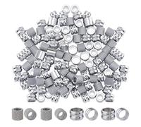 DICOSMETIC 100Pcs 2 Styles Stainless Steel European Bead 5/6mm Large Hole Beads Metal Column Beads Hair Beard Loose Bead for DIY Necklace Bracelet Earring Jewelry Making, Hole: 3-4.5mm