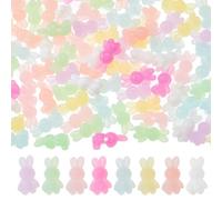 DICOSMETIC 100Pcs Bunny Bead Easter Acrylic Rabbit Beads Acrylic Pony Beads Random Color Opaque Solid Beads Large Hole Animal Loose Beads Spacers for DIY Jewelry Making, Hole: 3mm