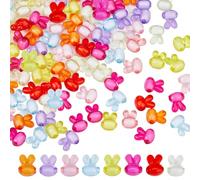 DICOSMETIC 100Pcs Bunny Bead Easter Acrylic Rabbit Head Beads Pony Beads Random Color Transparent Solid Beads Large Hole Animal Loose Beads Spacers for DIY Jewelry Making, Hole: 2mm