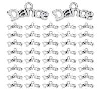 DICOSMETIC 100Pcs Dance Charms Small Metal Dance Pendant Alloy Word Letter Charm Antique Silver Dancers Pendant for Necklace Bracelet Earring DIY Jewelry Making