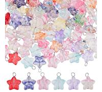 DICOSMETIC 100Pcs Glass Star Charms Bulk Transparent Crystal Star Pendants Colorful Celestial Themed Charms Clear Small Stars Charm for Necklace Bracelet Earring Jewelry Making