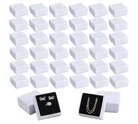DICOSMETIC 100Pcs Jewelry Gift Boxes 2.15x2.05x1.14 Inch Small Ring Gift Boxes Cardboard Paper Necklace Box White Rhombus Texture Jewelry Box for Earring Rings Pendant Necklaces Bracelet Packaging