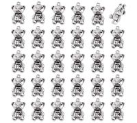 DICOSMETIC 100Pcs Metal Teddy Bear Charms Cute Bear Pendant Charms Antique Silver 3D Animal Charm Lovely Jewelry Charm for DIY Necklace Bracelet Jewelry Making, Hole: 1.4mm