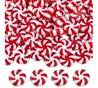 DICOSMETIC 100Pcs Mini Christmas Candy Cane Decoration 15mm Round Red White Peppermint Ornaments Plastic Xmas Table Scatters Peppermint Decoration for Christmas Tree Hanging Decor
