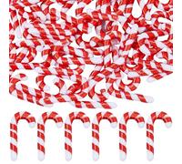 DICOSMETIC 100Pcs Mini Christmas Candy Cane Decoration Plastic Red White Candy Canes Ornaments 3cm Tree Candies Canes Decoration for Dollhouse Craft and Christmas Tree Hanging Decor
