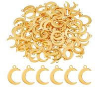 DICOSMETIC 100Pcs Moon Charm Bulk Crescent Moon Pendant Alloy Celestial Charm Golden Metal Vintage Charms for DIY Necklace Bracelet Jewelry Making, Hole: 1.8mm