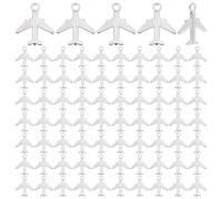 DICOSMETIC 100Pcs Plane Charm Bulk Silver Airplane Charms Metal Aircraft Charm Transportation Pendants Alloy Flight Charms for DIY Jewelry Crafting Necklace Bracelet