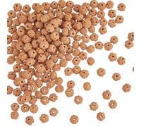 DICOSMETIC 100Pcs Rudraksha Beads Meditation Prayer Beads 7x8.5-9mm Round Wooden Bodhi Bead Natural Wood Bead for DIY Bracelet Necklace Jewelry Making, Hole: 1.2mm
