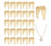 DICOSMETIC 100Pcs Stainless Steel Snap on Bails 18K Gold Plated Hook Pinch Clip Bail Pendant Necklace Clasps Pendant Bail Connector for Jewelry Making 8x7mm