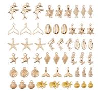 DICOSMETIC 108Pcs 18 Styles Ocean Charms Bulk Sea Animal Charm Alloy Beach Pendants Turtle Shell Starfish Fish Dolphin Charms Conch Charm for Necklace Bracelet Earring Jewelry Making, Alloy, No