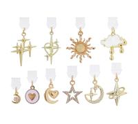 DICOSMETIC 10Pcs 10 Styles Dust Plug Charms Bulk Star Moon Sun Cloud Type-C Charging Port Charm Cell Phone Charm Plug Cover Plastic Dust Plugs with Celestial Charms USB C Port Cap Protector Pendant