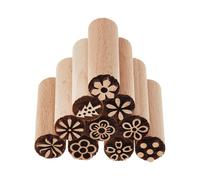 DICOSMETIC 10Pcs 10 Styles Wood Pottery Tools Stamps Wooden Clay Stamps Modeling Pattern Stamp Kit Hand Carved Stamps Column Wooden Stamps for Clay Ceramic DIY Crafts