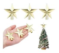 DICOSMETIC 10Pcs Gold Star Christmas Tree Topper Small Decorative Holiday Star Ornament Plastic Christmas Tree Decorations for Xmas Trees Home Office Decor, Hole: 7.5mm