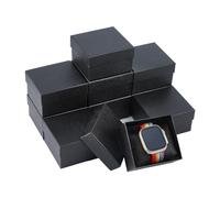 DICOSMETIC 10pcs Jewelry Gift Box Paper Jewelry Box Small Gift Box Square Black Cardboard Gift Wrapping with Pillow Inside for Bracelet Watch Gifts 3.43-3.46x3.19-3.23x2.09 inch