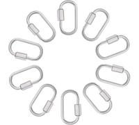 DICOSMETIC 10Pcs Oval Screw Carabiner Lock Platinum Carabiner Necklace Charm 29x15.5x2.5mm Small Locking Carabiners Screw Keychain Clips Hook Necklace Connector Clasp for Key DIY Jewelry Making