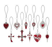 DICOSMETIC 10Pcs Phone Wrist Strap Cute Phone Charms Gothic Style Charm Lanyard Strap Aesthetic Cellphone Keychains Red Alloy Cell Phones Pendant Accessories for Bag Backpack Camera