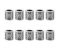 DICOSMETIC 10Pcs Tube Metal Beads Tibetan Style Alloy Beads Antique Silver Hair Beard Beads Norse Viking Dragons Rune Beads Dreadlocks Braiding Spacer Beads for Jewelry Making, Hole: 6mm