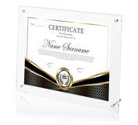 DICOSMETIC 11"x9.5" Acrylic Business License Frame Clear Certificate Holder Rectangle Photo Frames Stand Large Frameless Picture Frame for Business License Certificate Display and Home Desktop Decor