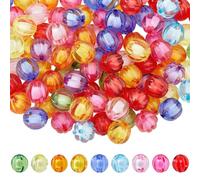 DICOSMETIC 110Pcs Transparent Acrylic Round Pumpkin Beads Bulk Random Color Chunky Bubblegum Beads 16mm(0.63in) Diameter for DIY Bracelets Necklaces Earrings Keychains