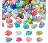 DICOSMETIC 112Pcs Coral Flowers Beads 8 Colors Artificial Jasmine Flower Beads 7mm Tulip Flowers Bead Flower Bud Bead for Bracelet Necklace Jewelry Making, Hole: 1mm