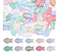 DICOSMETIC 120Pcs 12 Colors Glass Fishes Bead 15x8x5mm Crystal Ocean Animal Beads Hawaiian Fish Beads Small Fish Animal Bead for DIY Necklace Bracelet Jewelry Making, Hole: 1mm