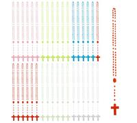 DICOSMETIC 120Pcs 6 Colors Cross Necklaces Bulk Luminous Cross Necklace Plastic Rosary Beads Necklace Glow in The Dark Y Necklace Prayer Jewelry for Women Men Ladies