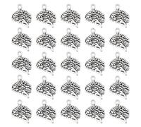 DICOSMETIC 120Pcs Brain Charm Tibetan Style Alloy Charms 3D Textured Anatomy Human Charms Antique Silver Skull Gothic Charms Biology Student Gift for Jewelry Making, Hole: 1.5mm