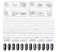 DICOSMETIC 12Pcs 2 Styles Nail Chains Metal Nail Art Chain 3D Silver Chains Alloy Nail Art Decorations Accessories Punk Nail Studs Charms for DIY Nails Making Women Men