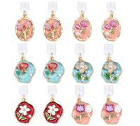 DICOSMETIC 12Pcs 6 Styles Type-C Dust Plug Charm USB C Charging Port Charm Flower Cell Phone Charms Plug Cover Dust Plugs with Alloy Enamel Charms Phone Port Cap Protector Pendant for E-Reader