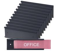 DICOSMETIC 12Pcs Aluminum Name Plate Holders Wall Mounted Name Plate Display 7.87x2.36x0.24 Inch Black Metal Small Door Sign Holder for Office Business Meeting Room