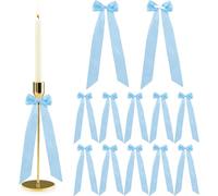DICOSMETIC 12Pcs Bow Candlestick Decor Large Bows Centerpieces Christmas Bowknot Decoration Sky Blue Bowknot Ribbons Polyester Christmas Bow Ribbon for Birthday Wedding Party Candle Holders Ornament