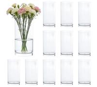 DICOSMETIC 12Pcs PET Plastic Cylinder Vase 8.5x15cm Clear Vase for Centerpieces Wide Containers Vases Hurricane Candle Holder for Centerpieces Wedding Home Decor