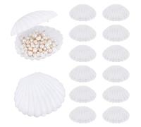 DICOSMETIC 12Pcs Sea Shells Boxes Plastic Shell Jewelry Storage Box 3.5" Seashell Candy Boxes Ring Holder Decorative Box for Jewelry Home (White)