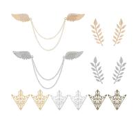 DICOSMETIC 12Pcs Suit Collar Brooch for Women Retro Hollow Pattern Shirt Brooches Double Triangle/Leaf Collar Brooches Angel Wings Tassel Chain Brooch for Halloween Christmas Party