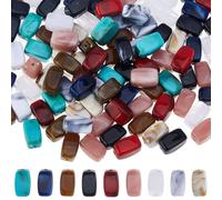 DICOSMETIC 135Pcs 9 Colors Imitation Gemstone Beads Bulk Large Acrylic Beads 13x7.5x7.5mm Cuboid Loose Spacer Bead Colorful Rectangle Marble Bead for Necklace Bracelet Earring DIY Jewelry Making